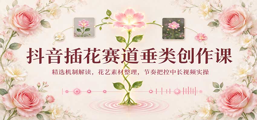 抖音插花赛道垂类创作课:精选机制解读,花艺素材整理,节奏把控中长视频实操-悟空知识星球