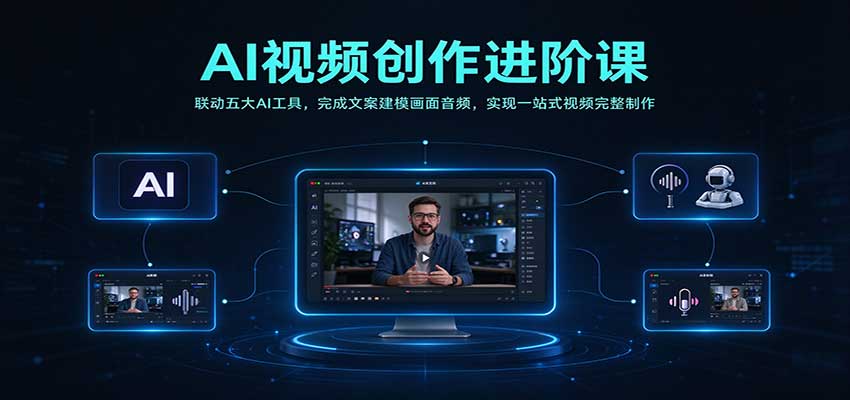 AI视频创作进阶课:联动五大AI工具,完成文案建模画面音频,实现一站式视频完整制作-悟空知识星球