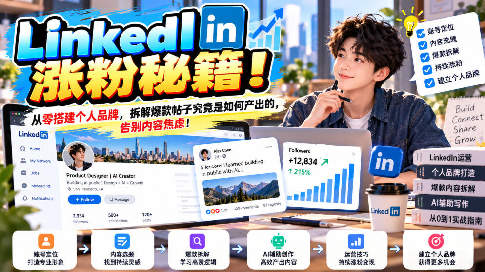 LinkedIn涨粉秘籍!从零搭建个人品牌,拆解爆款帖子究竟是如何产出的,告别内容焦虑!【原创双语字幕】-悟空知识星球