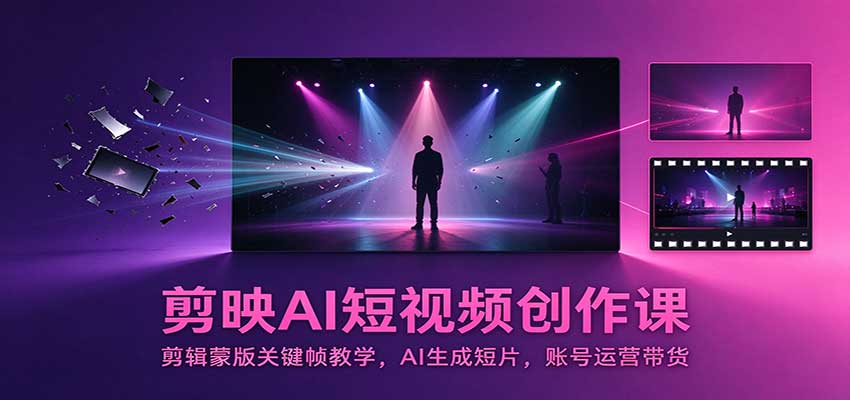 剪映AI短视频创作课:剪辑蒙版关键帧教学,AI生成短片,账号运营带货-悟空知识星球