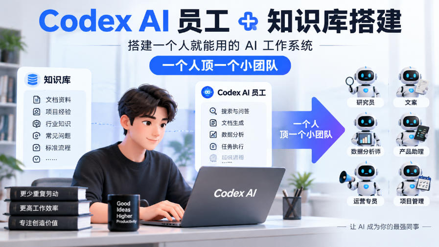 Codex AI员工+知识库搭建，搭建一个人就能用的AI工作系统，一个人顶一个小团队-悟空知识星球