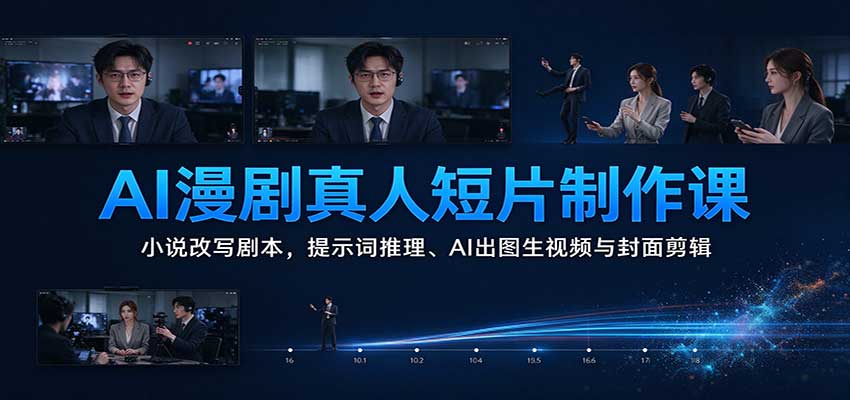 AI漫剧真人短片制作课：小说改写剧本，提示词推理、AI出图生视频与封面剪辑-悟空知识星球