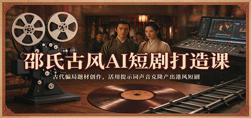 邵氏古风AI短剧打造课:古代骗局题材创作,活用提示词声音克隆产出港风短剧-悟空知识星球