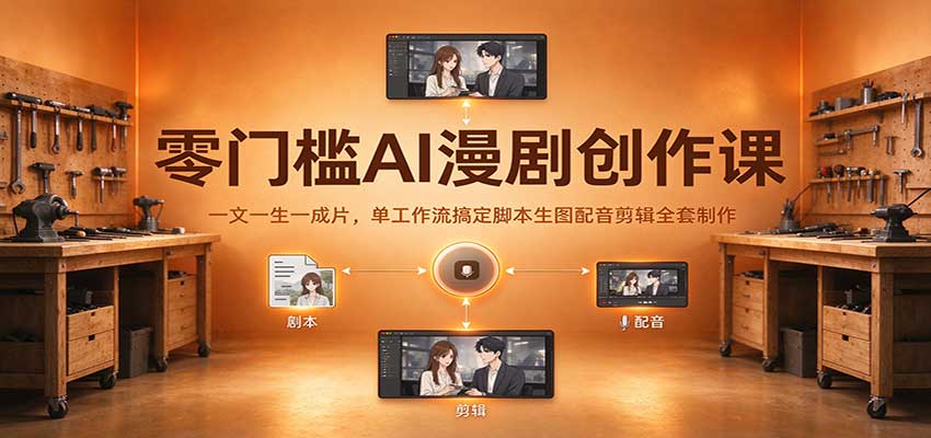 零门槛AI漫剧创作课:一文一生一成片,单工作流搞定脚本生图配音剪辑全套制作-悟空知识星球