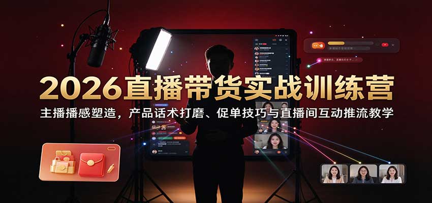2026直播带货实战训练营：主播播感塑造，产品话术打磨、促单技巧与直播间互动推流教学-悟空知识星球