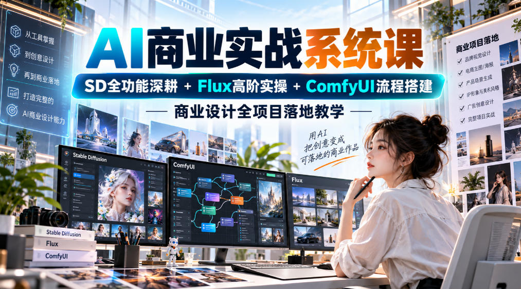 AI商业实战系统课|SD全功能深耕+Flux高阶实操+Comfyui流程搭建,商业设计全项目落地教学-悟空知识星球