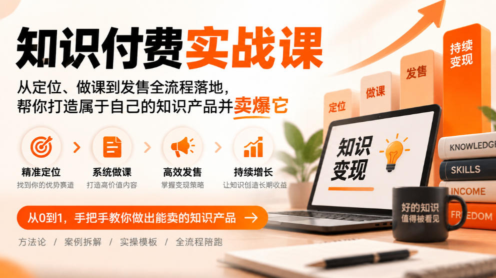 知识付费实战课:从定位、做课到发售全流程落地,帮你打造属于自己的知识产品并卖爆它-悟空知识星球