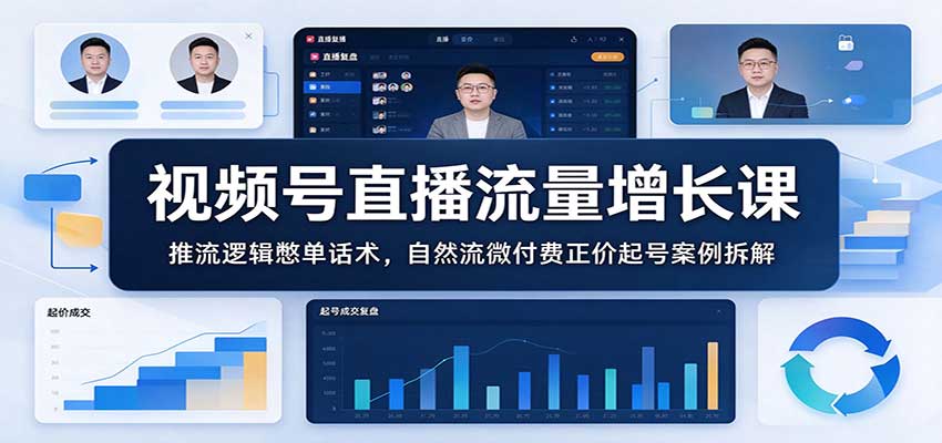 视频号直播流量增长课:推流逻辑憋单话术,自然流微付费正价起号案例拆解-悟空知识星球