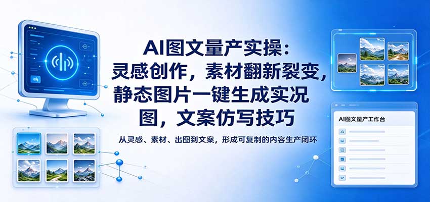 AI图文量产实操：灵感创作，素材翻新裂变，静态图片一键生成实况图，文案仿写技巧-悟空知识星球