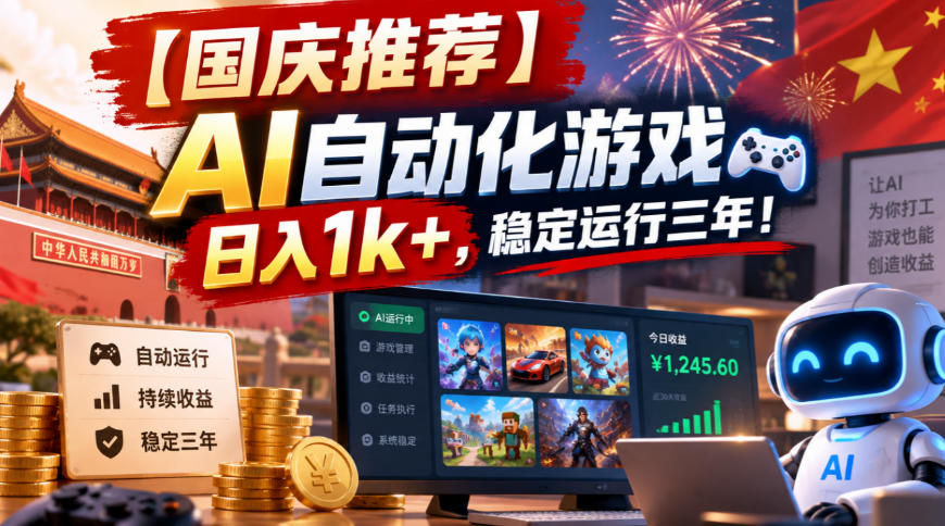 【国庆推荐】AI自动化游戏,日入1k+,操作简单,稳定运行三年!【揭秘】-悟空知识星球