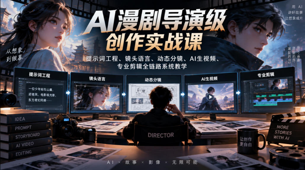 AI漫剧导演级创作实战课|提示词工程、镜头语言、动态分镜、AI生视频、专业剪辑全链路系统教学-悟空知识星球