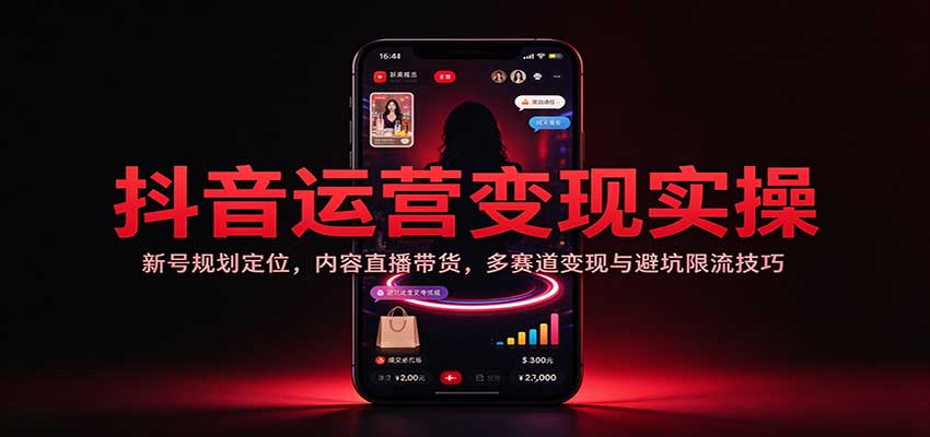 抖音运营变现实操:新号规划定位,内容直播带货,多赛道变现与避坑限流技巧-悟空知识星球