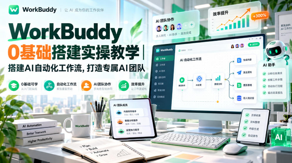 WorkBuddy 0基础搭建实操教学|搭建AI自动化工作流,打造专属AI团队-悟空知识星球