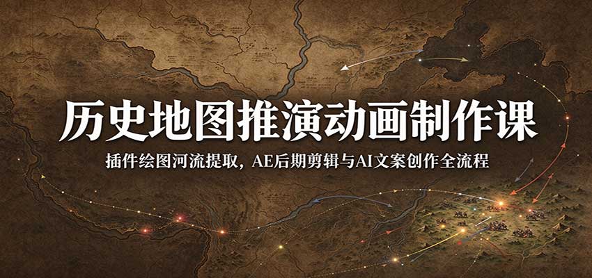 历史地图推演动画制作课：插件绘图河流提取，AE后期剪辑与AI文案创作全流程-悟空知识星球