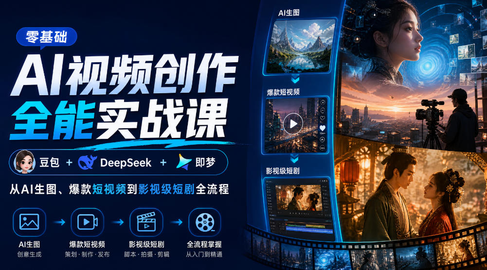 零基础AI视频创作全能实战课｜豆包+DeepSeek+即梦，从AI生图、爆款短视频到影视级短剧全流程-悟空知识星球