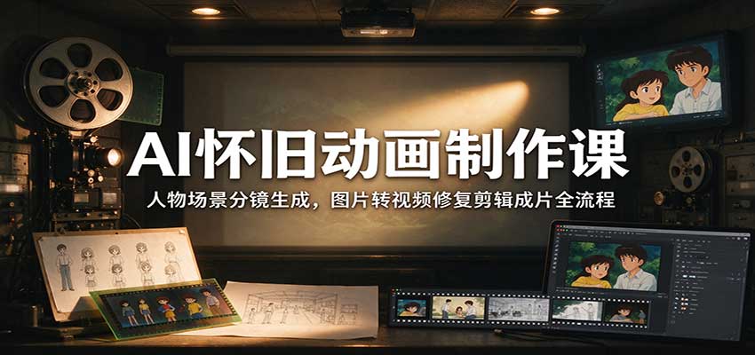 AI怀旧动画制作课:人物场景分镜生成,图片转视频修复剪辑成片全流程-悟空知识星球