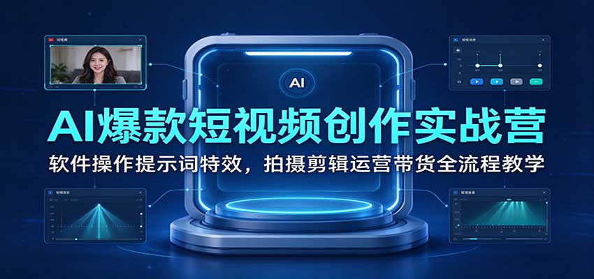 AI爆款短视频创作实战营:软件操作提示词特效,拍摄剪辑运营带货全流程教学-悟空知识星球