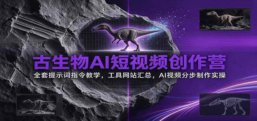 古生物AI短视频创作营:全套提示词指令教学,工具网站汇总,AI视频分步制作实操-悟空知识星球