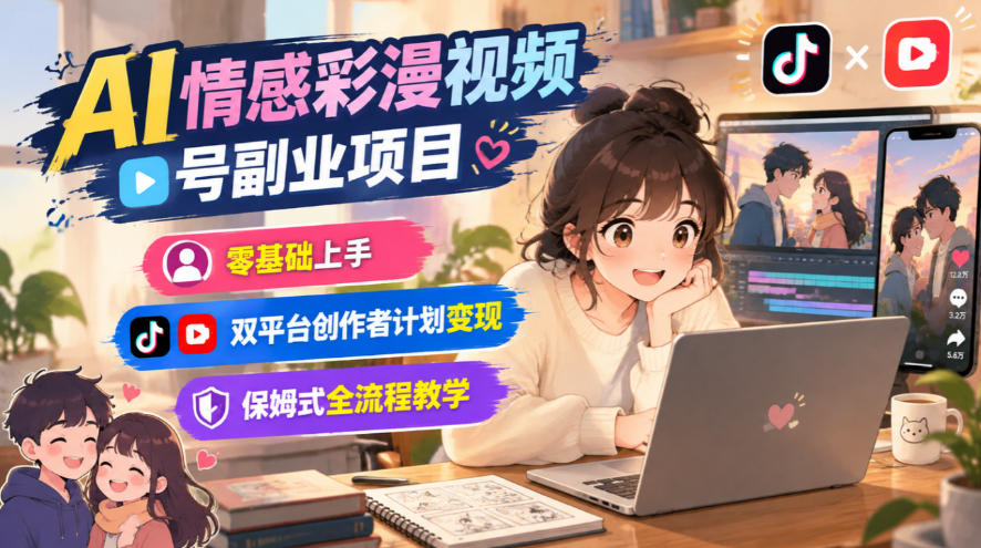 AI情感彩漫视频号副业项目,零基础上手,双平台创作者计划变现,保姆式全流程教学-悟空知识星球