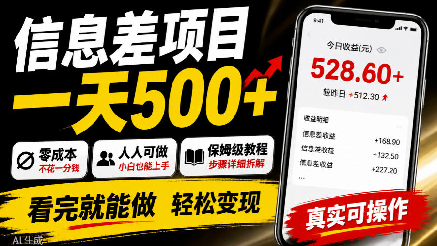 信息差项目一天500+，零成本，人人可做，保姆级教程，看完就能做【揭秘】-悟空知识星球